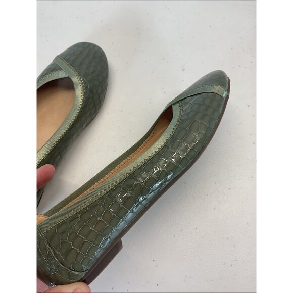 Vionic Orthaheel Caroll Ballet Flats Size US 7 Croco Olive Patent Office Casual - Picture 5 of 12